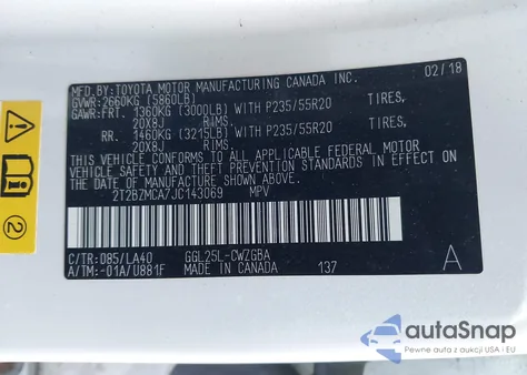 2018 Lexus Rx 350 z USA, uszkodzony, nr VIN 2T2BZMCA7JC143069